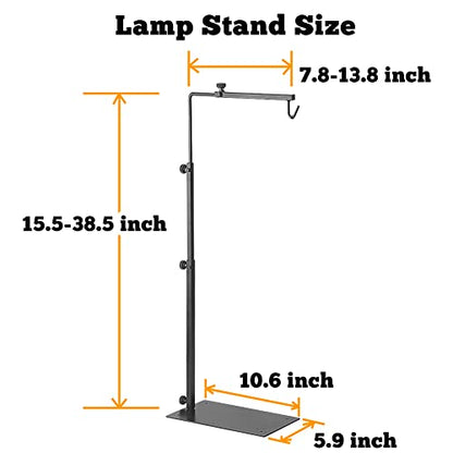 Reptile Lamp Stand Adjustable Lamp Fixture Hanger Metal lamp Holder for Reptile Terrarium Tank Amphibians Cage(Large)