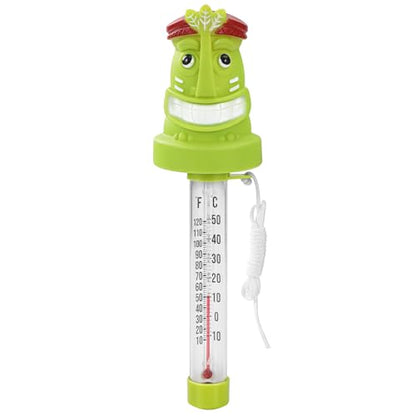 Floating Pool Thermometer, Large Display with String Easy to Read, Shatter Resistant, Water Temperature Thermometer for Outdoor & Indoor Swimming Pools, Spas, Hot Tubs, Aquariums(Tiki) - color: Tiki