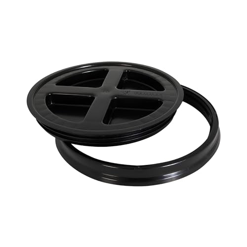 GAMMA2 Gamma Seal Lid - Pet Food Storage Container Lids - Fits 3.5, 5, 6, & 7 Gallon Buckets, Black, Made in USA