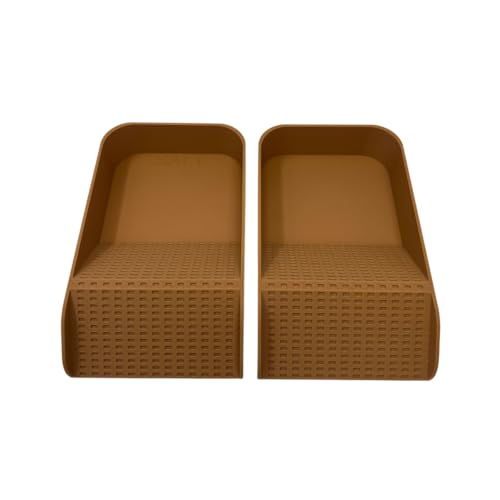 Hermit Crab Watering Pool | Platform Pool Accessory with Access Ramp for Hermit Crabs | 6.5" x 4" | Made in USA (Salt + Fresh Set, Tan) - color: Salt + Fresh Set, Tan
