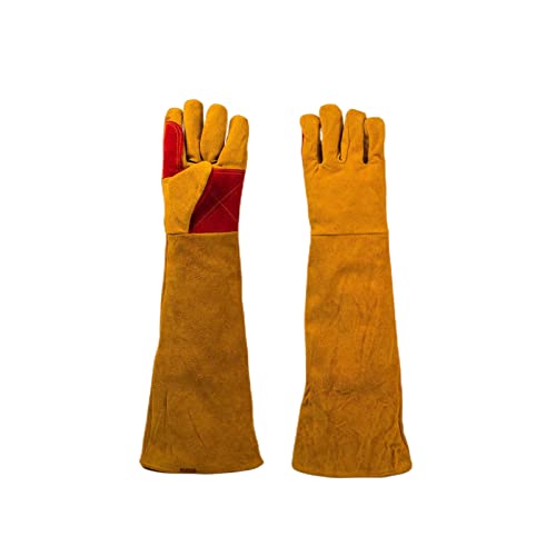 23.6 Inch Long Sleeves Welding Gloves for Men, Heat/Fire Resistant Leather Gloves for Mig, Tig, Forge, BBQ, Grill, Fireplace, Puncture Resistant Welder Gloves for Garden and Animal Handling