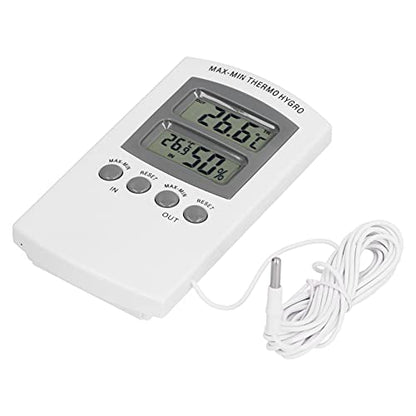 LCD Temperature Humidity Monitor Dual Screen Display, High Accuracy ±1% RH ±0.5°C with Memory Function, for Greenhouse Garden Wine Cellar Refrigerator Camping (182 Characters)