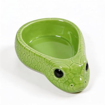 Reptile Water Dish, Ceramic Snake Water Bowl for Snake, Leopard Gecko, Bearded Dragon and Lizard, Reptile Bathing Pool Food Feeding Dish, Terrarium Tank Accessories (Cyan) - color: Cyan
