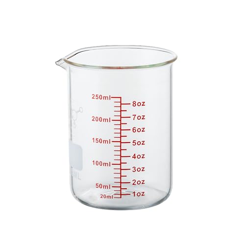 High Borosilicate Glass Measuring Cup-V-Shaped Spout,250ml(8OZ) Glass Measuring Beaker for Kitchen or Restaurant, Easy to Read - size: 250ml (8oz)