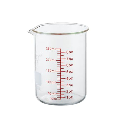 High Borosilicate Glass Measuring Cup-V-Shaped Spout,250ml(8OZ) Glass Measuring Beaker for Kitchen or Restaurant, Easy to Read - size: 250ml (8oz)