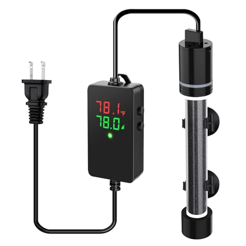 hygger 300W Aquarium Heater for 40–60 Gallon Tanks, ±0.5°C Precise Temperature Control, Dual Probe, External Controller, Overheat & Dry-Run Protection, for Freshwater & Saltwater - size: 300W