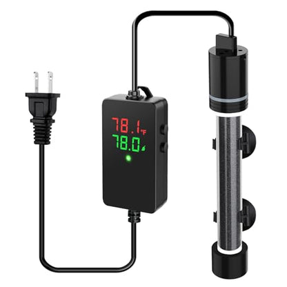hygger 300W Aquarium Heater for 40–60 Gallon Tanks, ±0.5°C Precise Temperature Control, Dual Probe, External Controller, Overheat & Dry-Run Protection, for Freshwater & Saltwater - size: 300W