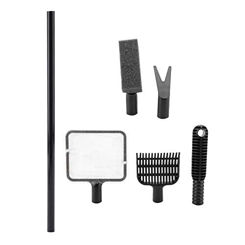 4 in 1 Portable Aquarium Cleaning Tool Set Long Handle Fish Cleaner Include Fish Net Shovel Sponge Brush Plant Fork