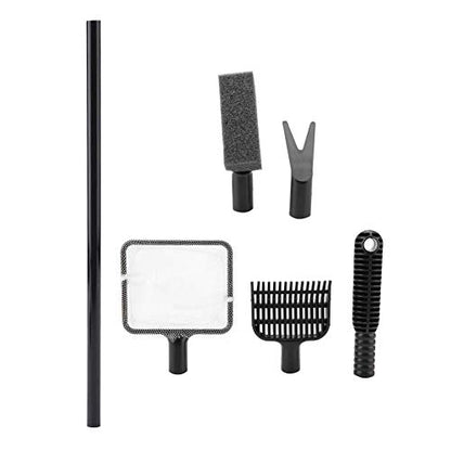 4 in 1 Portable Aquarium Cleaning Tool Set Long Handle Fish Cleaner Include Fish Net Shovel Sponge Brush Plant Fork