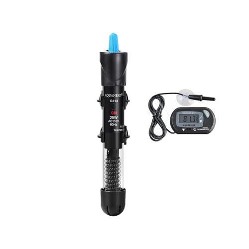 AQUANEAT Aquarium Heater, 25W Fish Tank Heater, Adjustable Submersible Water Thermostat with Digital Thermometer - size: 25W