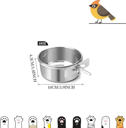 Bird Cage Feeder, Bird Feeder for Cage, 8 Pcs 10OZ Stainless Steel Parrot Food Water Bowls with Clamp Holder, Hanging Feeding Dish Cups for Cockatiel Parakeet Conure Budgie Lovebird Small Animal - color: 8pcs-10oz Stainless Steel Bird Bowls with Clamp