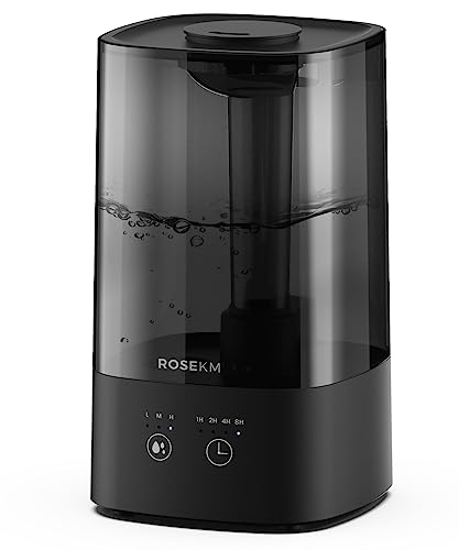 ROSEKM 4.5L Humidifiers for Bedroom, Humidifiers for Home Large Room, Cool Mist Humidfiers for Baby and Plant with Timer, Adjustable Mist Level, 360° Nozzle, Auto Shut-Off, Black - size: 4.5L