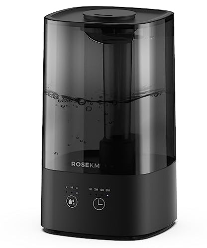 ROSEKM 4.5L Humidifiers for Bedroom, Humidifiers for Home Large Room, Cool Mist Humidfiers for Baby and Plant with Timer, Adjustable Mist Level, 360° Nozzle, Auto Shut-Off, Black - size: 4.5L