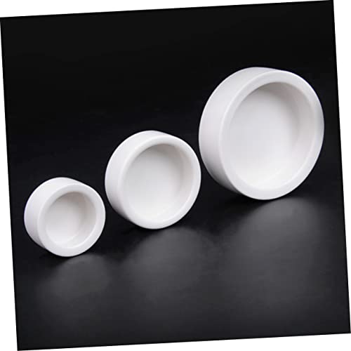 GALPADA 2Pcs Thicken Ceramics Reptile Food Dish Round Escape Feeding Bowl for Lizards Safe Space Saving Water Storage Basin Easy to Clean Reptile Supplies White