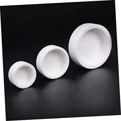 GALPADA 2Pcs Thicken Ceramics Reptile Food Dish Round Escape Feeding Bowl for Lizards Safe Space Saving Water Storage Basin Easy to Clean Reptile Supplies White