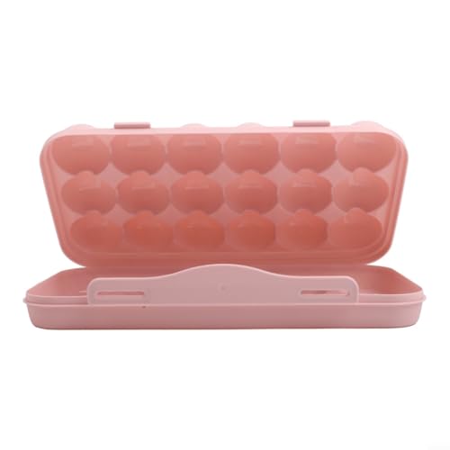 Portable Egg Storage Box With 18 Grids Egg Protector Case Tray Container Secure Egg Transport Outdoor Trips And Activities(18 Pink) - size: 18 Pink