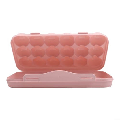 Portable Egg Storage Box With 18 Grids Egg Protector Case Tray Container Secure Egg Transport Outdoor Trips And Activities(18 Pink) - size: 18 Pink
