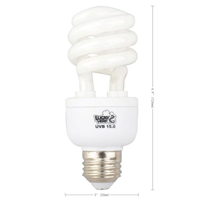 LUCKY HERP 15.0 UVB Intense Fluorescent Bulb,Terrarium Lamp for Reptiles,E26,Screw Thread (13, Watts)