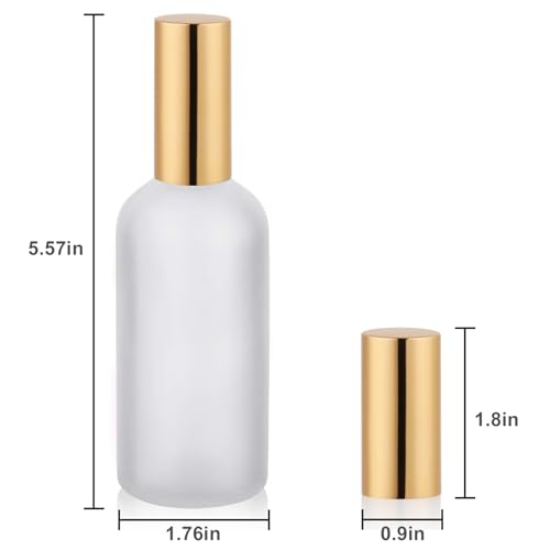 Glass Spray Bottle with Gold Sprayer, 3.4oz, 2 Pack | Perfume Atomizer, Empty, Fine Mist, Frosted - color: Gold Frosted