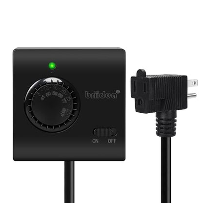 Adjustable Thermostat, Briidea Plug in Heating & Cooling Thermostat with LED Indicator, Compatible with Space Heater, Window Air Conditioners, Fans, Ideal for Household, Reptile, Greenhouse, Black - color: Black