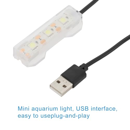 Mini Aquarium Light 0.5-2 Gallon Desktop Aquarium White USB LED Light - color: White