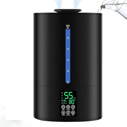 Coolfiqu 6L Warm & Cool Mist Humidifiers for Bedroom,Large Room,Plants | Quiet Top Fill Ultrasonic Humidifier,Essential Oil Diffuser, Auto Humidity Control,Hot Mist Desk Humidifiers,360° Nozzle - color: A-Black