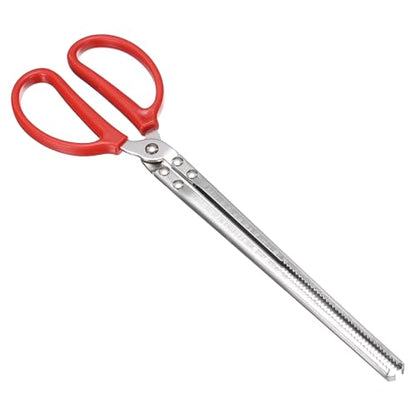 uxcell Crabbing Tongs, 15" Metal Serrated Extra Long Loach Tongs Beach Reptile Catching Clip Garbage Clip with Straight and Bent Head for Lobsters Loach Other Reptile, Red - size: 15"