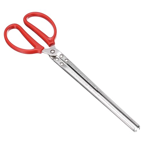 uxcell Crabbing Tongs, 15" Metal Serrated Extra Long Loach Tongs Beach Reptile Catching Clip Garbage Clip with Straight and Bent Head for Lobsters Loach Other Reptile, Red - size: 15"