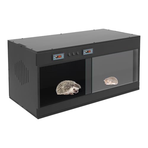 Reptile Enclosure with Intelligent Thermostat 31.5x15.75x15.75in (Black) | Reptile Pet Breeding Box, Dual Temperature Control Reptile Terrarium, LCD Display For Leopard Gecko, Hexagonal Lizard, Snake - color: Black