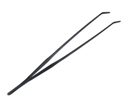15 Inch Black Curved Aquarium Tweezers Stainless Steel Large with Carbonation Protection Coating Against Rust Long Reptiles Feeding Tongs for Aquatic Plants Lizards