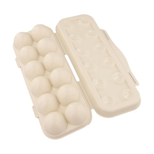 Portable Egg Storage Box With 18 Grids Egg Protector Case Tray Container Secure Egg Transport Outdoor Trips And Activities(12 Beige) - size: 12 Beige