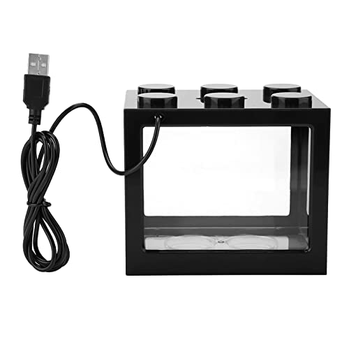 Zerodis Small Fish, Acrylic Mini Fish Desktop Mini Aquarium Bowl for Goldfish Aquarium Starter Kits with USB LED Light Office Tea Table Decor