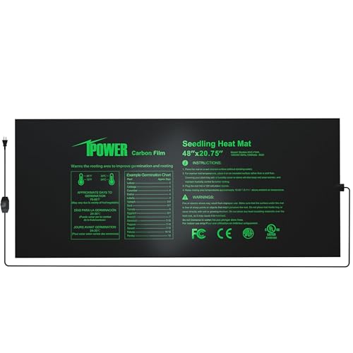 iPower 48"x20.75" Seedling Heat Mat with Temperature Adjustable Knob, Warm Waterproof Plant Heating Pad, for Germination, Breeding, Brewing - size: 48" x 20.75", style: with Adjustable Knob