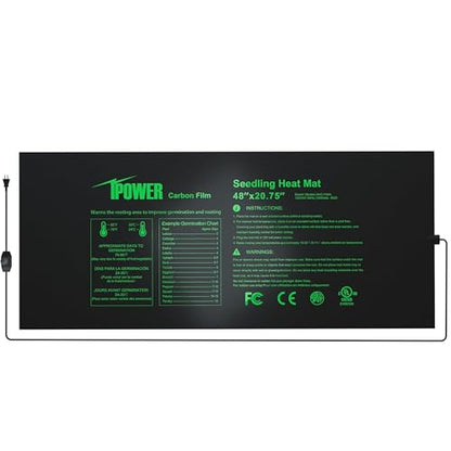 iPower 48"x20.75" Seedling Heat Mat with Temperature Adjustable Knob, Warm Waterproof Plant Heating Pad, for Germination, Breeding, Brewing - size: 48" x 20.75", style: with Adjustable Knob