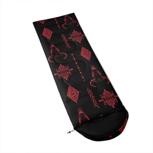 Erosebridal Sugar Skull Sleeping Bag for Kids Southwestern Aztec Western Camping Blanket for Hiking Travel Hunting Sleep Bag - color: Black Red 13