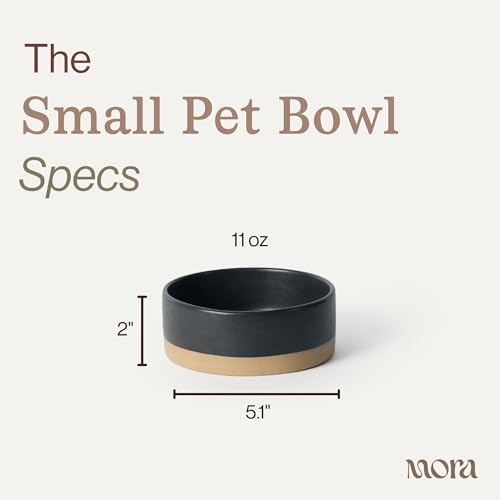 Mora Ceramic Pet Bowl Size Small - Food/Water Dish for Puppy Dogs, Cats, Guinea Pig, Rabbit, Hamster, Snake, ect. 11oz or 2 Cups - Basic Bowls for Your Dog or Cat, Mix and Match for a Set - Liquorice - color: Liquorice, size: Small