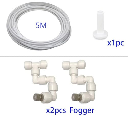 360 Adjustable Universal Spray Misting Nozzle Kit with 5M Hose for Garden Greenhouse Irrigation System Aquarium Reptile Humidity(5M 2Foggers White) - color: 5M 2Foggers White