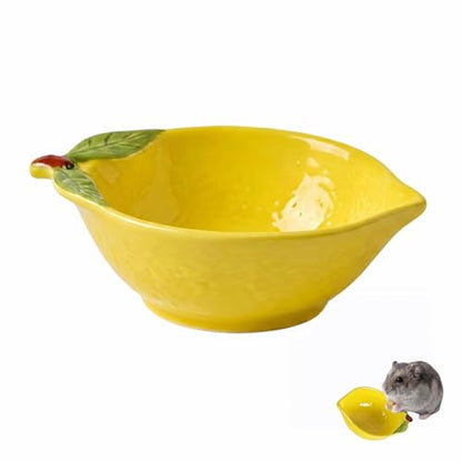 Ceramic Lemon Pet Hamster Bowl, Easy to Clean Anti Flipping Guinea Pig Food and Water Bowl Small Animal Bowls for Parrots Rabbit Hedgehog Squirrel Golden Bears Hamster cage Accessories