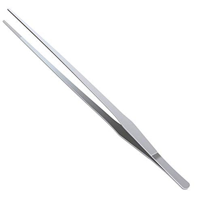 OIIKI Stainless Steel Polished Extra-Long 15 inch Tongs Tweezers, Silver | Long Tweezers with Precision Serrated Tips for Garden, Kitchen, Indoor & Outdoor - size: 15 inch Straight (1 PCS)