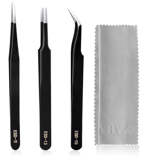 YHYZ 3PCS Precision Tweezers Set, Premium Stainless Steel Anti-Static ESD Tweezes, Suitable for Tweezers, for Craft, Electronic, Soldering, Model, Hobby, Jewelry Making Laboratory - style: 3pcs, Version 1