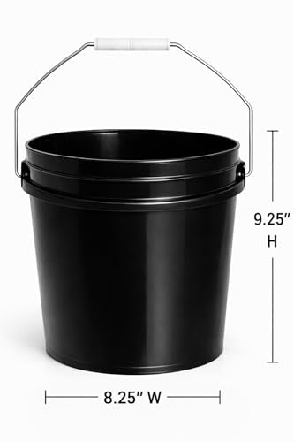 2-Gallon Bucket with Airtight Lid – Made in USA, Food Grade BPA Free Plastic, Heavy Duty Multi-Use, Metal Handle with Grip, Stackable Storage – Black, 1 Pack - color: Black, size: 1
