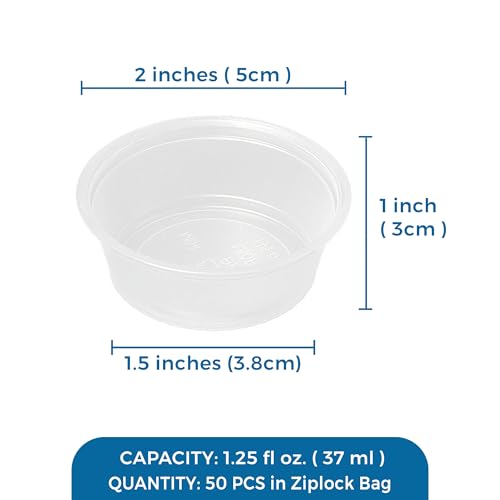 SunGrow Reusable Gecko Food & Water Cups, 50 Pcs, 0.5 Oz Recyclable Plastic Bowls, Fits Small Stands & Feeders, Durable & Easy to Clean, Ideal for Reptiles - in Resealable Bag
