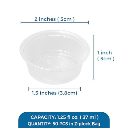 SunGrow Reusable Gecko Food & Water Cups, 50 Pcs, 0.5 Oz Recyclable Plastic Bowls, Fits Small Stands & Feeders, Durable & Easy to Clean, Ideal for Reptiles - in Resealable Bag