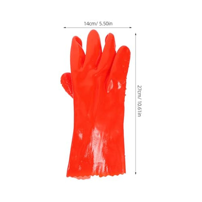WOONEKY 6 Pairs Heavy Duty PVC Waterproof Sewer Snake Gloves Oil and Acid Resistant Work Gloves for Men Reusable for Plumbing Fishing and Gardening Tasks