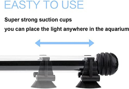 15 inch LED Aquarium Light, 8W Fish Tank Light Underwater Light Submersible Crystal Glass Lights, 9.2ft/2.8m Long Wire Length, White - size: 15 inch