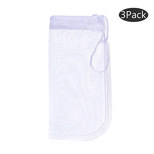 Aquarium Extra Fine Media Filter Bag 7.5"*3.6" 3 Pack | Reusable 180 Micron Drawstring Mesh Filter Bags For Very Fine Resins Filter - size: 7.5"*3.6" (3 pack)