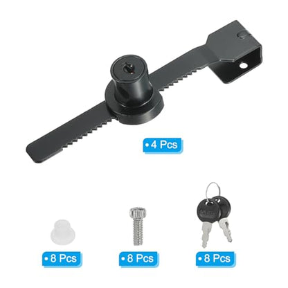 PATIKIL Sliding Glass Cabinet Lock, 4Pcs Keyed Different Zinc Alloy Single Swing Showcase Lock No Drill Glass Door Lock for 8mm Glass Door, Black - style: Keyed Different