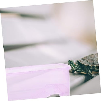 Generic 2pcs Turtle Feeding Box Terrarium Reptile Turtle Tank Reptile Habitat with Platform Pond Betta Fish Tank Water Bowl Hermit Crab Habitat Aquarium Sponge s Plastic