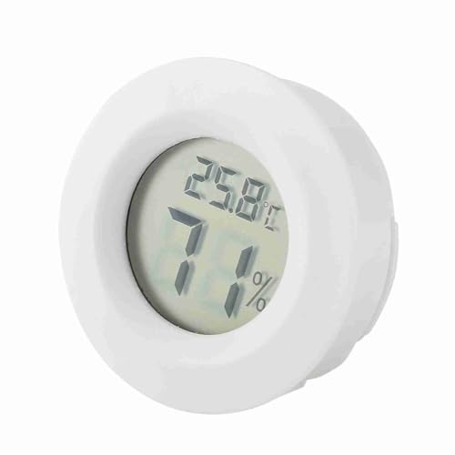 Mini Round Digital LCD Thermometer Hygrometer Portable DesignTemperature Humidity Monitor for Reptile Terrarium(White) - color: White