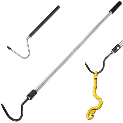 2pcs Snake Hook Set, Heavy Duty Snake Catcher Stainless Steel Snake Handling Tool for Moving Ball Rattlesnakes Python Copperhead with Long Handle (65inch&26inch) - size: 65inch&26inch